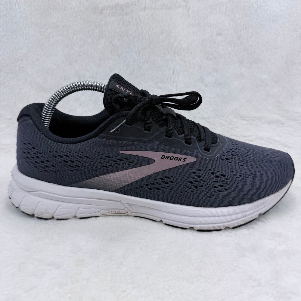 Brooks Anthem 4 Womens Running Shoes Dark Gray Pink Size 10 Athletic Sneakers